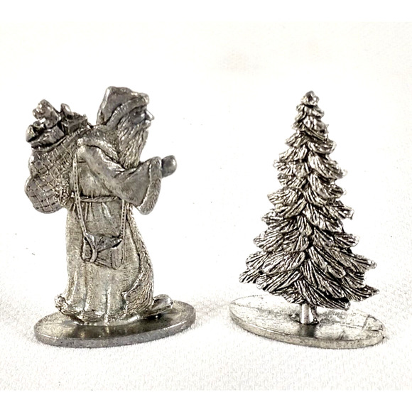 Pewter Christmas Tree Santa Claus Tic Tac Toe Set- Metzke Vintage 1993-Complete - Picture 6 of 7